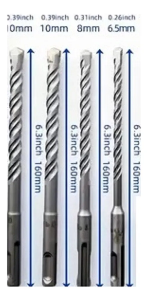 4 Brocas Sds Plus Cambio Rápido Rotomartillo 12,10,8,6,5mm