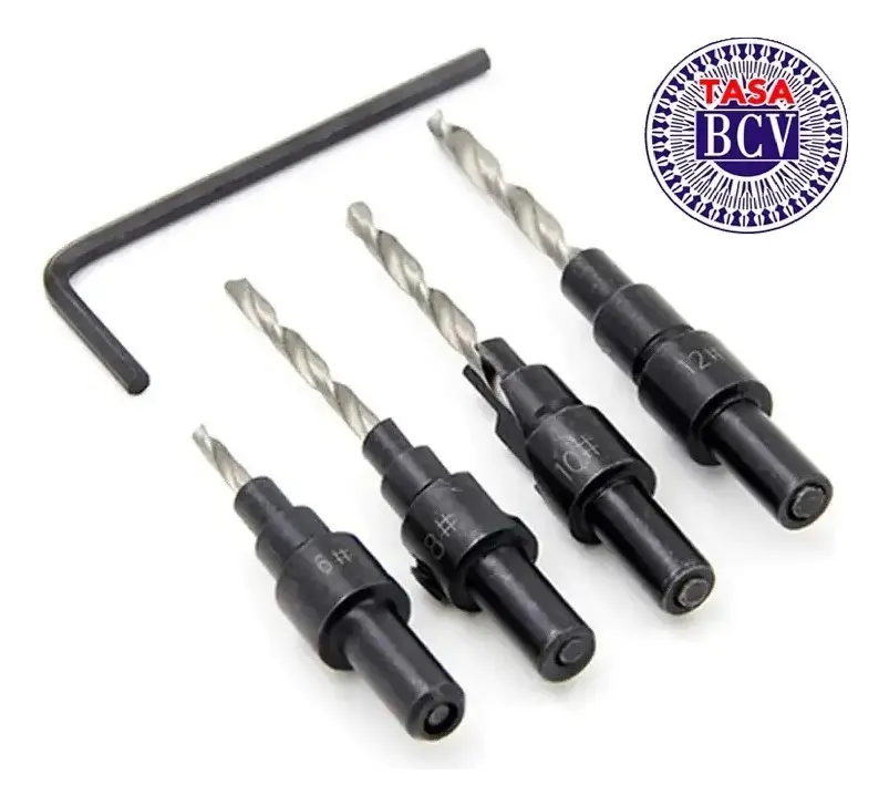 Brocas De Avellanadoras 4 Pzas Con Llave Hexagonal #6 A #12