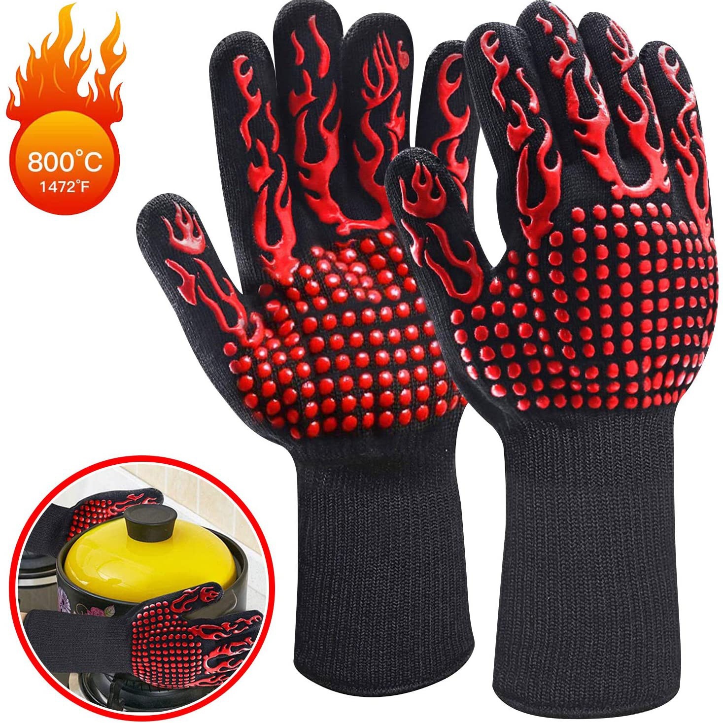 Guantes Parrilleros Termicos Resiste 800ºc Silicon Y Aramid