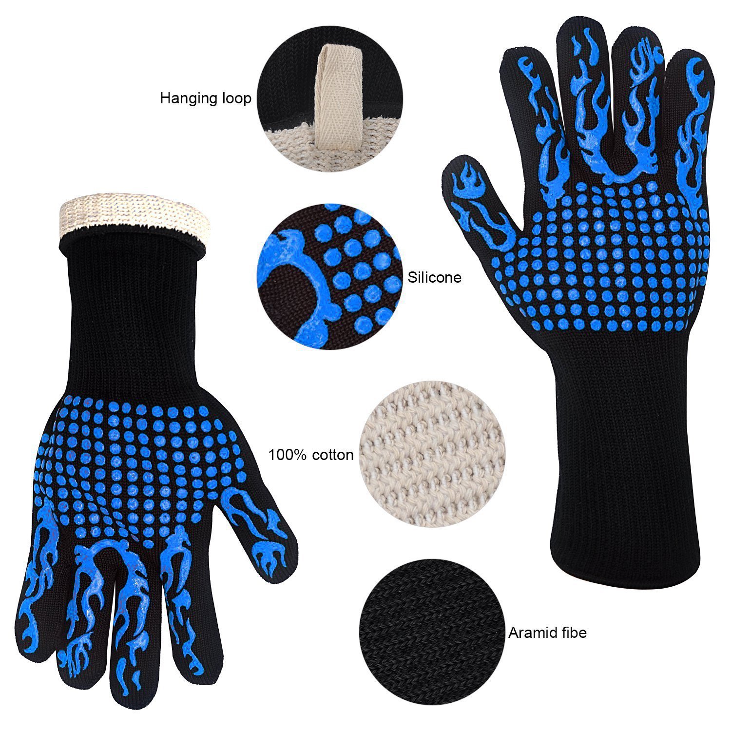 Guantes Parrilleros Termicos Resiste 500ºc Silicon Y Aramid